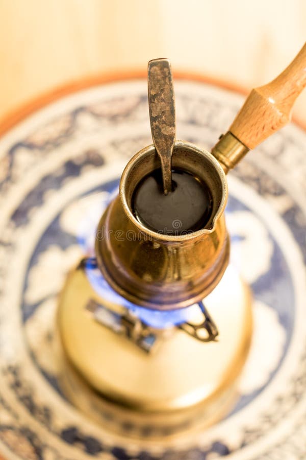 Turkish Coffee Pot on Portable Stove. Stock Photo Image of tasty