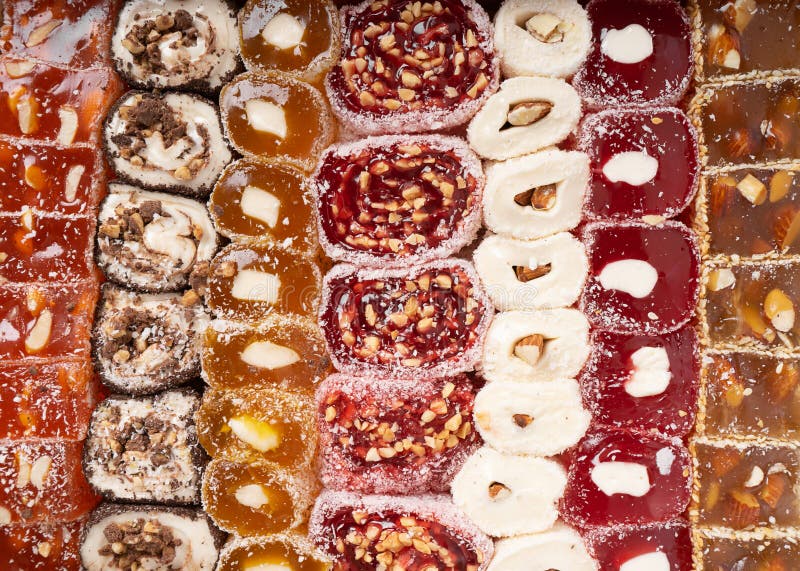 Turkish Delight Background. a Bunch of Assorted Turkish Delicacies with