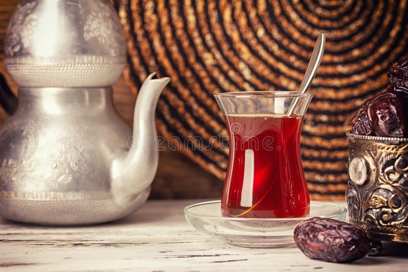 Turkish Delight Sweets with Turkish Tea Stock Photo Image of