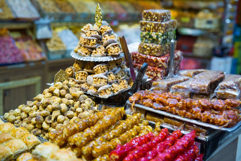 Turkish desser Baklava with pistachio, honey and walnut. Tasty turkish delights.