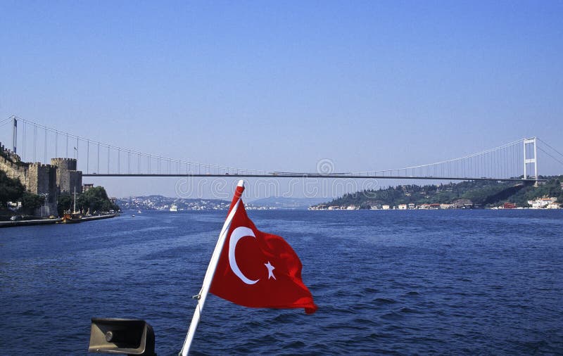 Turkish flag on Bosphorus