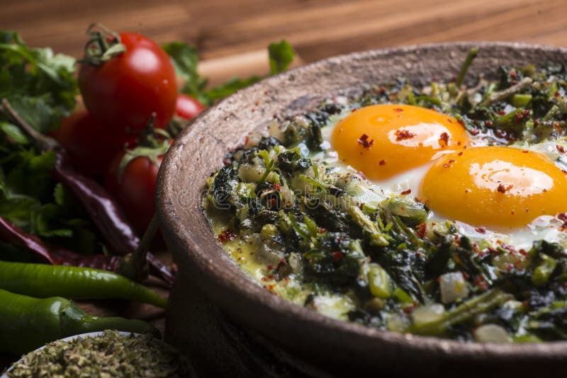 Turkish Food Spinach with Egg. Organic Food Stock Image Image of dish