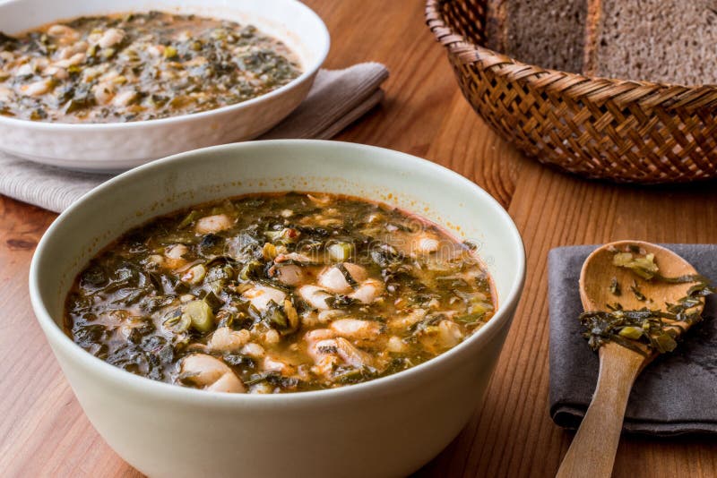 Turkish Kara Lahana corbasi / Black Cabbage or Kale Soup. stock photos Turkish Kara Lahana corbasi / Black Cabbage or Kale Soup. stock photos