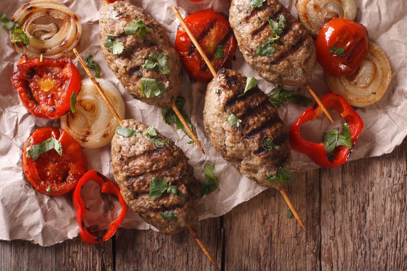 Salmon Kebab. Shashlik with Roasted Fish on a White Stock Image - Image ...