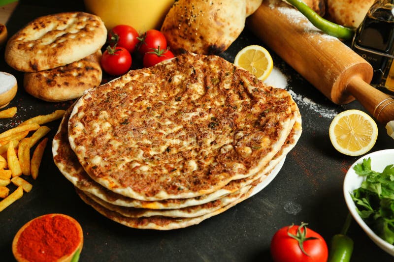 Turkish Lahmacun Flatbread royalty free stock images