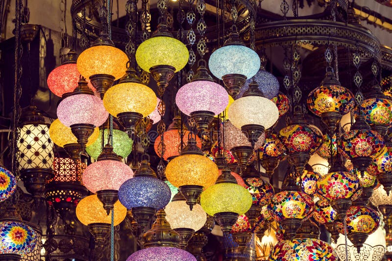 Turkish lanterns made of colored glass