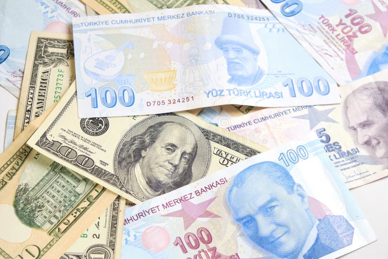 Turkish Lira and United States Dollars Isolated Stock Photo - Image of ...