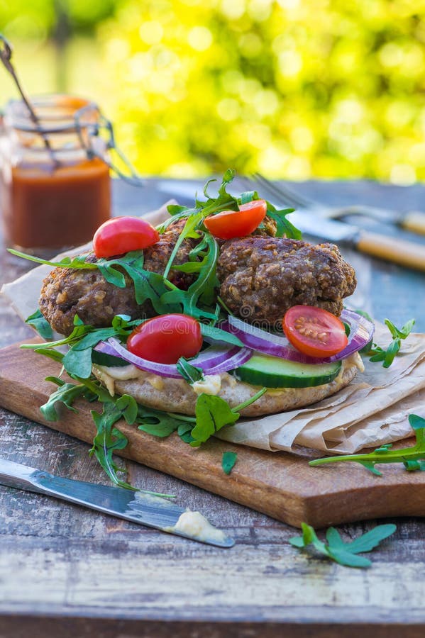 Turkish Style Lamb Kofta on Pitta Bread Stock Image Image of closeup