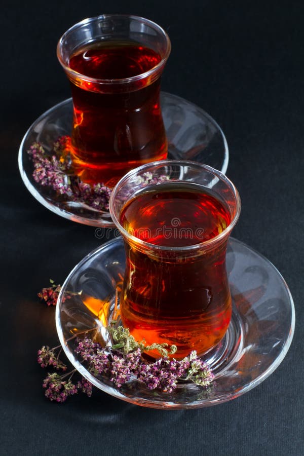 Turkish tea on black stock photo. Image of carnations 25260932