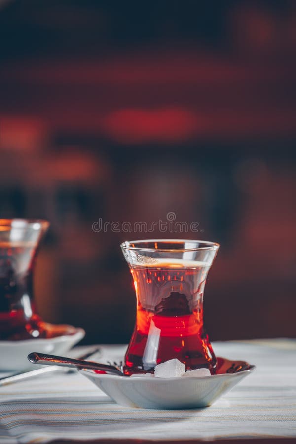 Turkish Tea in the Restaurant. Turkish Cuisine and Travel Concept Stock