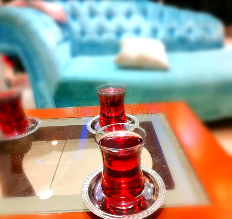 Turkish tea on the table stock image. Image of pomegranate 168703081