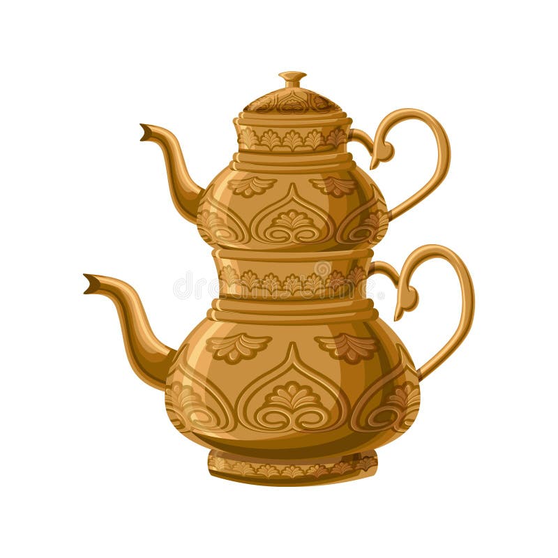 Turkish traditional antique decorated copper teapot stock illustration Turkish traditional antique decorated copper teapot stock illustration