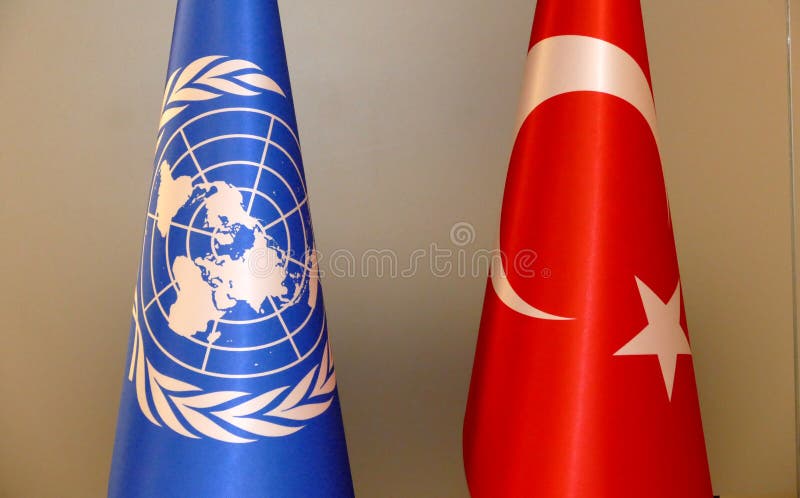 Turkish and UN flag stock photos