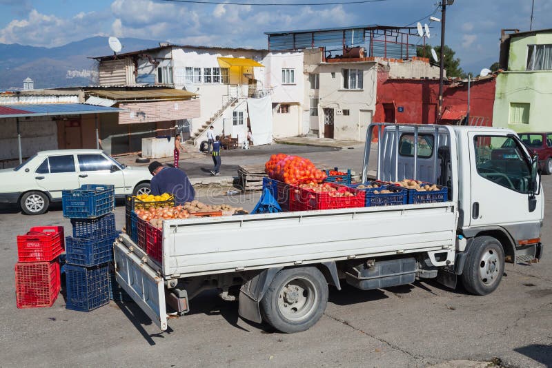 Turkish vegetable seller waiting for clients royalty free stock image Turkish vegetable seller waiting for clients royalty free stock image