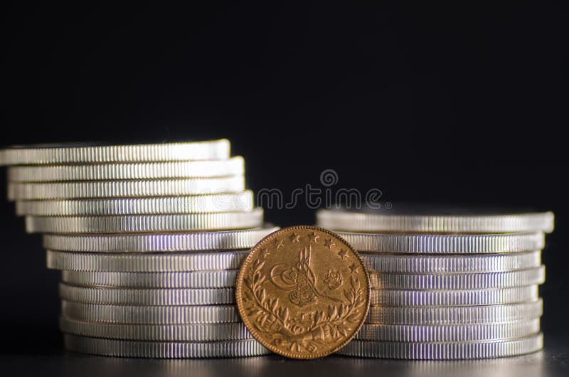 TurkKurush Gold Coin främsta silvermynt arkivbild