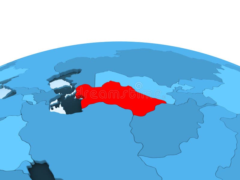 Turkmenistan på det blåa politiska jordklotet vektor illustrationer Turkmenistan på det blåa politiska jordklotet vektor illustrationer