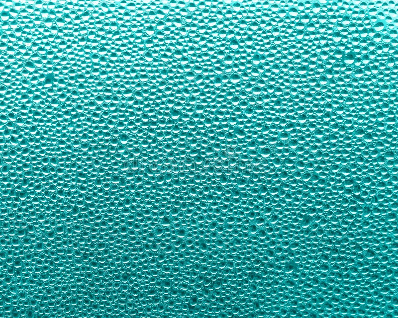 Turquoise background - blue green water drops : window after rain. Turquoise background - blue green water drops : window after rain