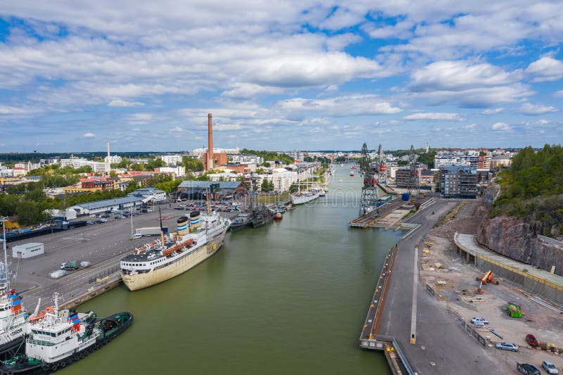 TURKU, FINLAND - AUGUST 02,2019: Aerial view of city of Turku. Photo made by drone from above. Finland. Europe stock photo TURKU, FINLAND - AUGUST 02,2019: Aerial view of city of Turku. Photo made by drone from above. Finland. Europe stock photo