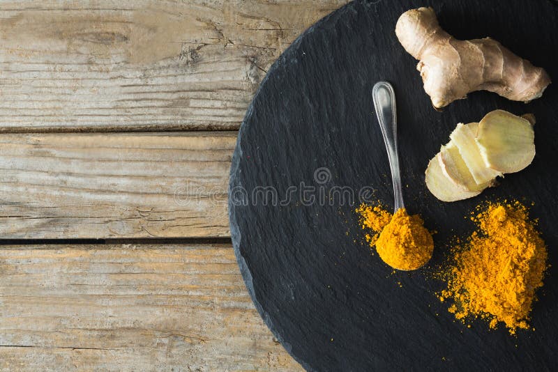 Turmeric Powder and Ginger on Board Stock Photo Image of cooking
