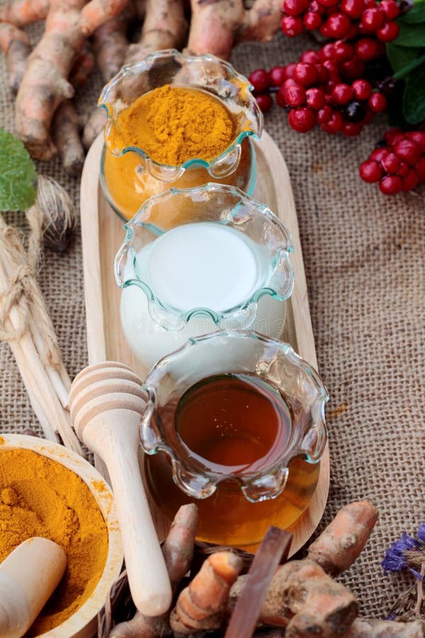 Turmeric Powder with Honey and Milk for Scrub. Stock Photo Image of aroma, herb 68324326