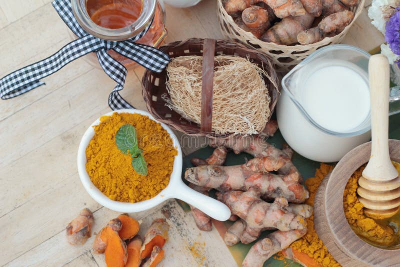 Turmeric Powder with Honey and Milk for Scrub. Stock Image Image of aromatic, root 81834471