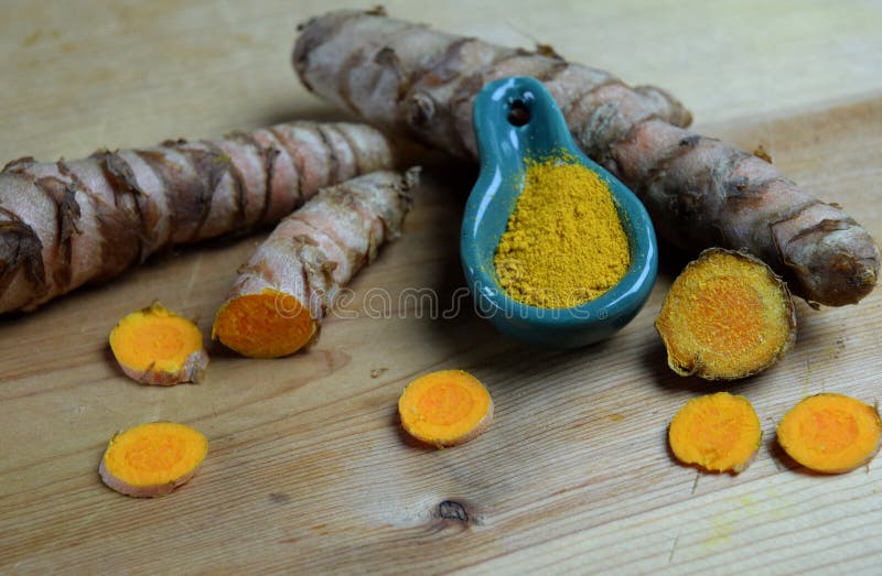 Turmeric Spice Root Organic and Bio Powder Stock Photo Image of