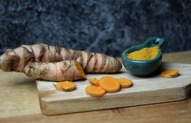 Turmeric Spice Root Organic and Bio Powder Stock Image Image of
