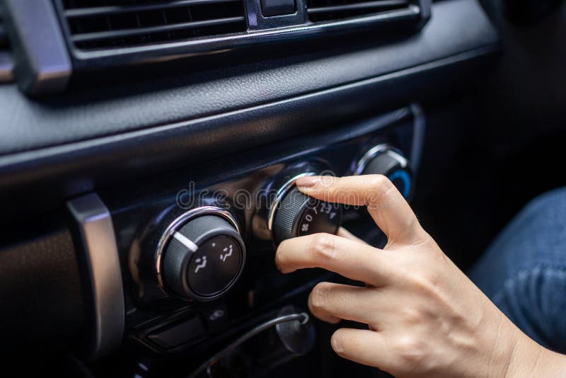 Turn on the Air Conditioner in the Car Stock Image Image of