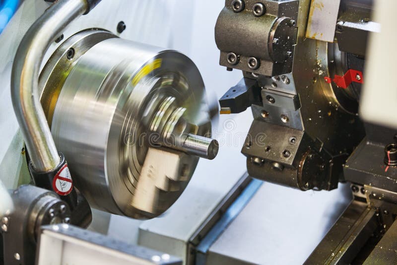Metal Turning Process On Machine Tool Stock Image Image of detail