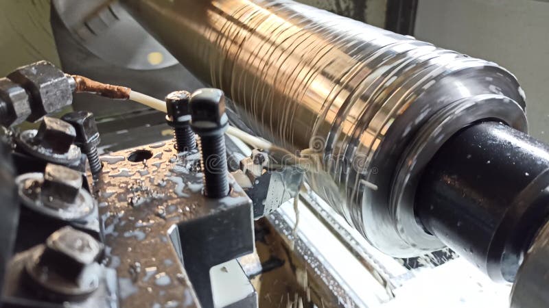 Turning a part on a CNC lathe. Machining process