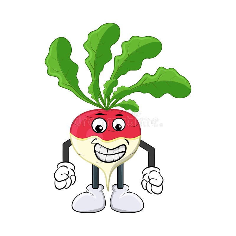 Turnip Happy Cartoon Character Illustration Isolated On White