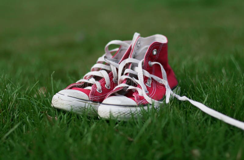 Turnschuhe im Gras lizenzfreies stockbild Turnschuhe im Gras lizenzfreies stockbild