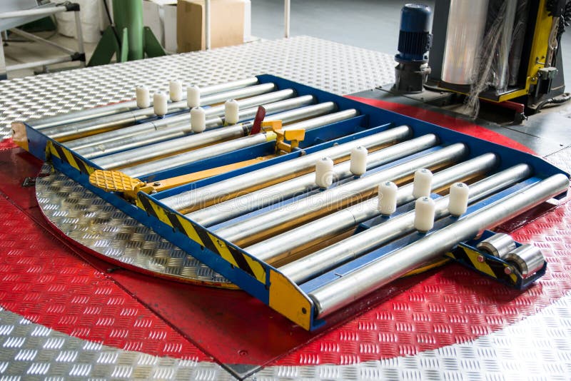 Turntable for Wrapping Pallets Stock Photo Image of distribution