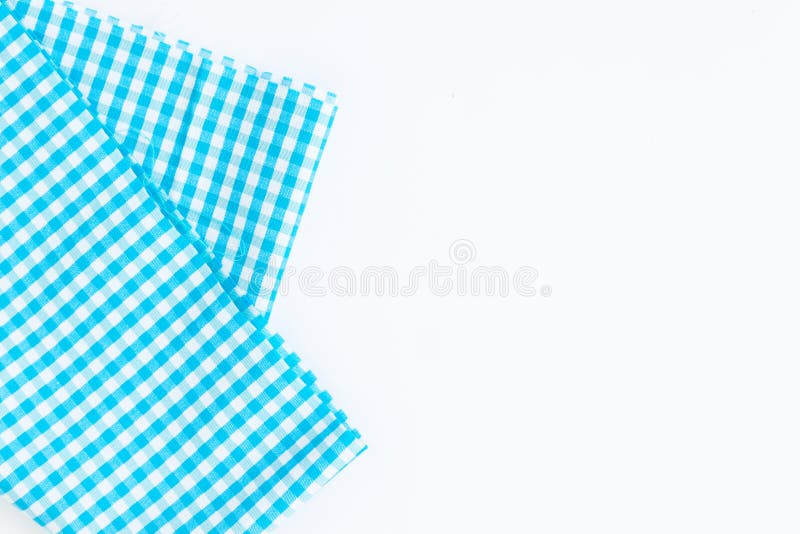 Blue Cloth, a Kitchen Towel with a Checkered Pattern, on a White Stock