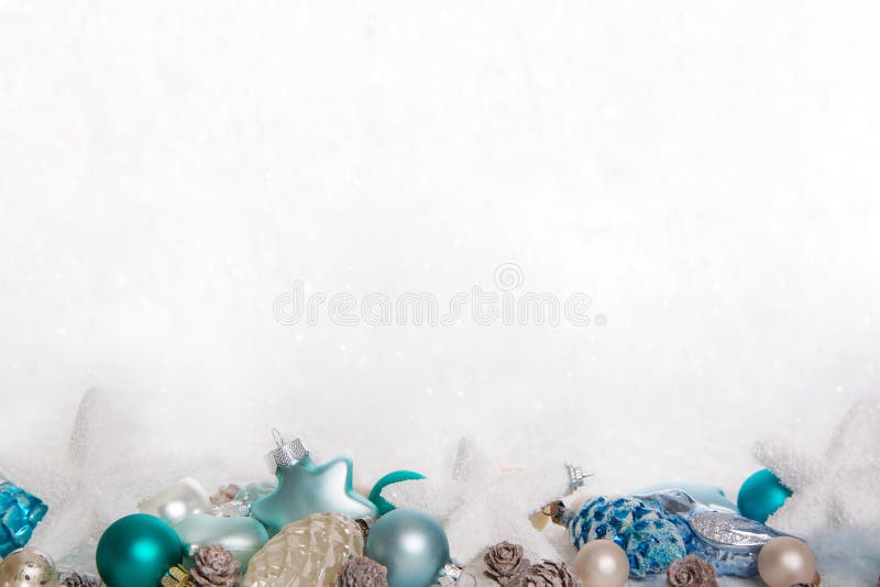 Turquoise and blue wooden snowy white christmas background with royalty free stock photography Turquoise and blue wooden snowy white christmas background with royalty free stock photography