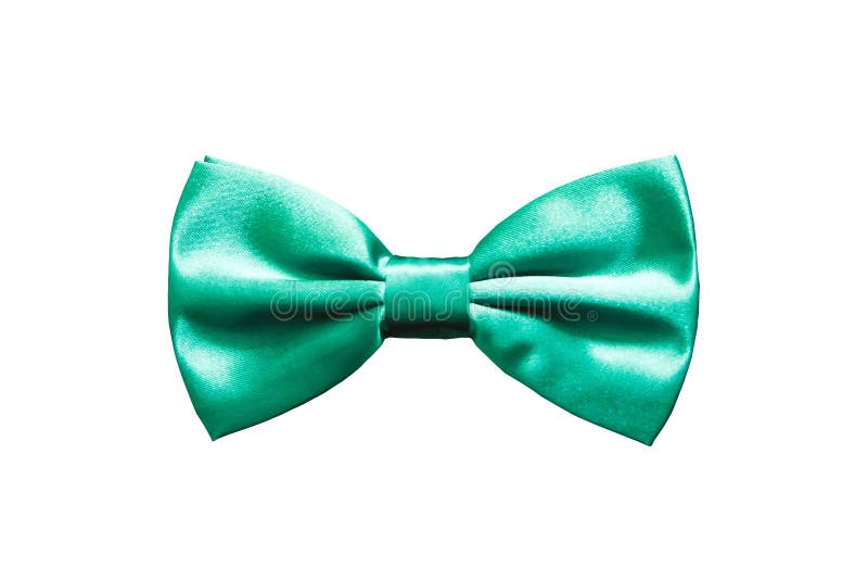 Turquoise bow tie for satin fabric tuxedo isolated on white background royalty free stock image Turquoise bow tie for satin fabric tuxedo isolated on white background royalty free stock image