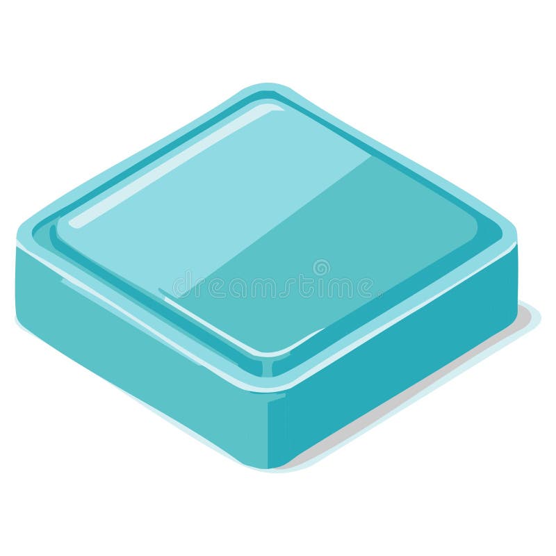Turquoise Isometric Square Container with Lid and Shadow Illustration for Packaging Design vector illustration