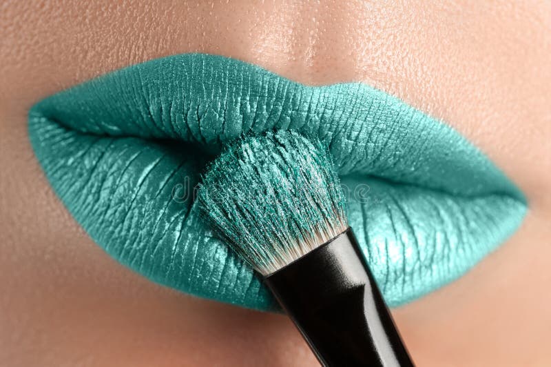 Lips Close-up And Manicure. Stock Image - Image of glamor, lipstick