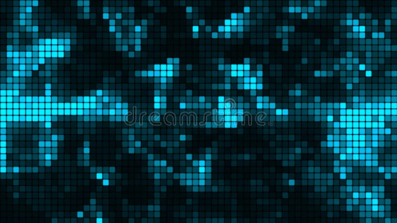 Turquoise mosaic background in technology concept. Abstract multicolored LED squares. Technology digital square blue stock illustration