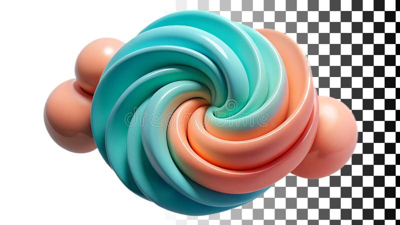 Turquoise and pink swirl, abstract and colorful design element png transparent image Generative AI vector illustration