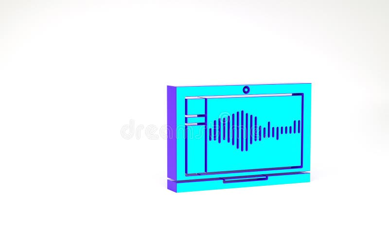 Turquoise Sound or Audio Recorder or Editor Software on Laptop Icon  Isolated on White Background. Minimalism Concept Stock Illustration -  Illustration of post, minimalism: 194495176