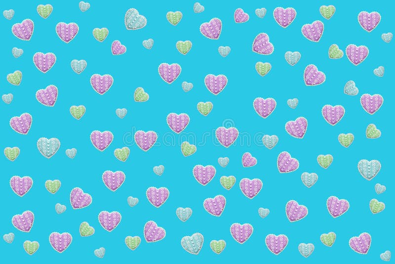 Turquoise Wallpaper with Hearts Stock Illustration Illustration of