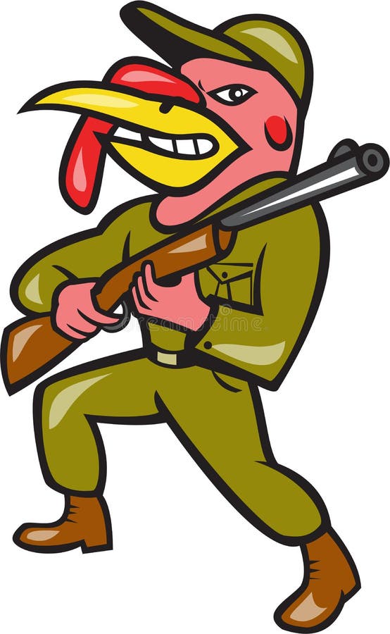 Turquía Hunter Carry Rifle Shotgun Cartoon ilustración del vector Turquía Hunter Carry Rifle Shotgun Cartoon ilustración del vector