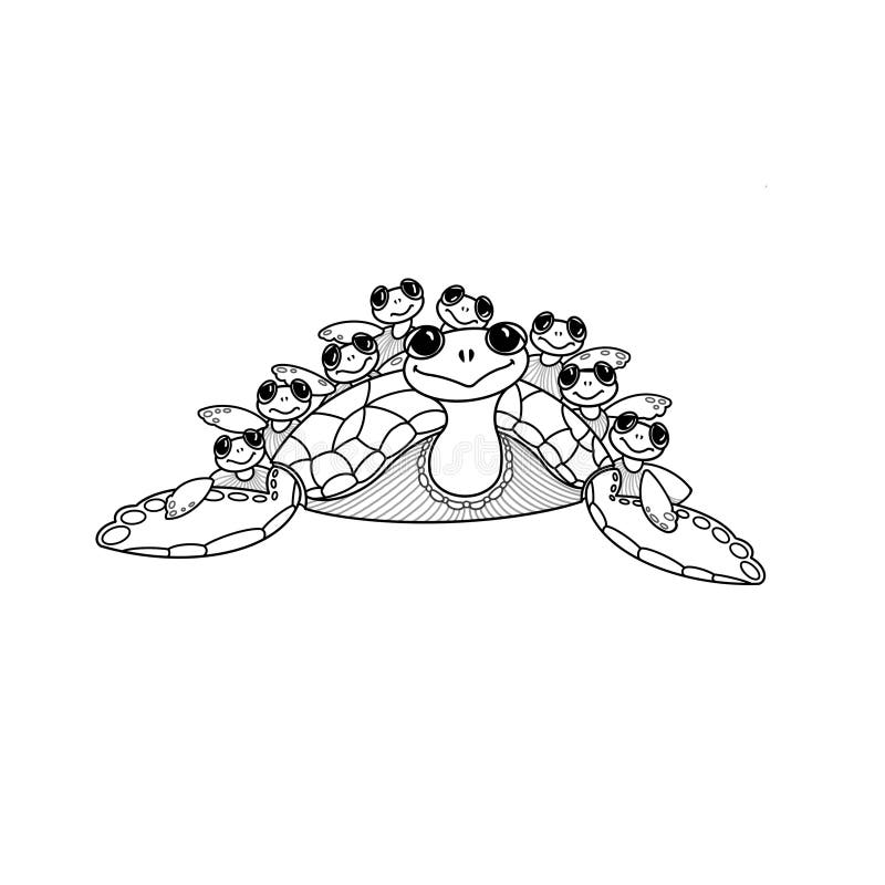 Turtle Coloring Pages. Mother Turtle with Babies Stock Illustration - Illustration of book, contour: 218548979 Turtle Coloring Pages. Mother Turtle with Babies Stock Illustration - Illustration of book, contour: 218548979