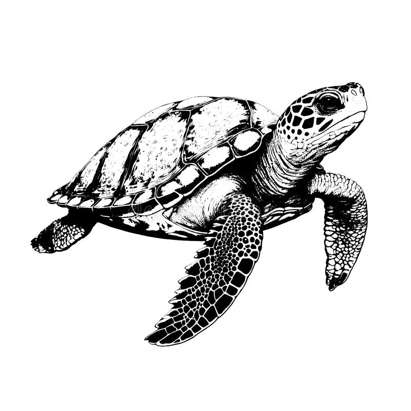 Turtle Hand Drawn Sketch Illustration Stock Vector - Illustration of ...