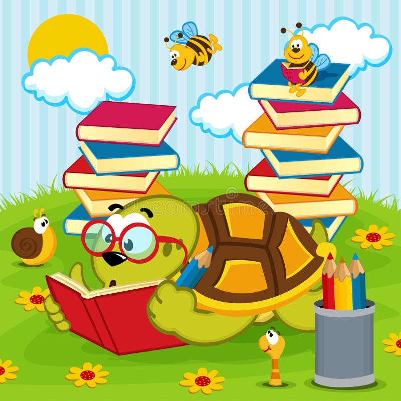 Turtle reading book