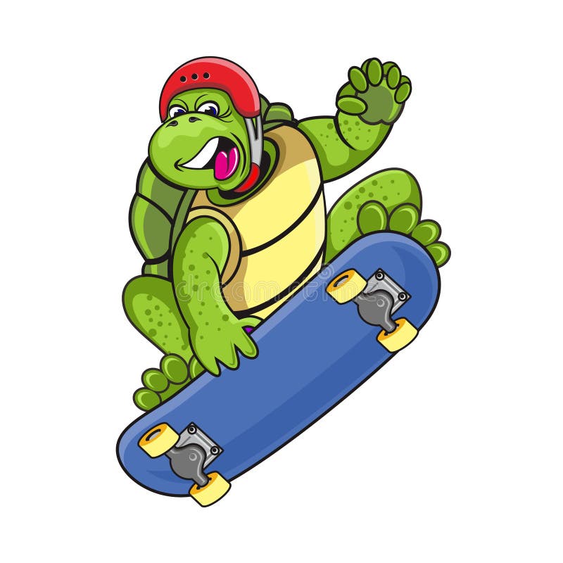 A turtle on a skateboard