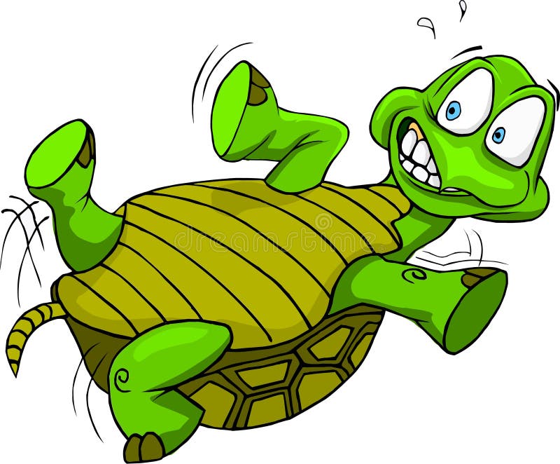 Verde tartaruga su giù blu occhi un preoccupato mentre provando sul ruotare Attraverso.