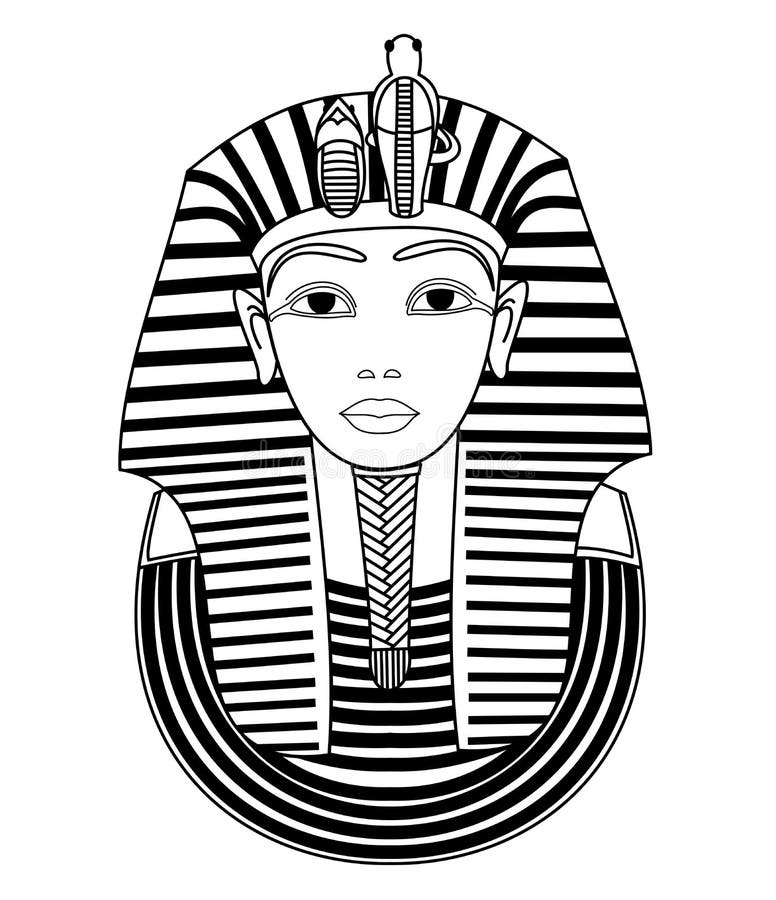 Tutankhamun ม ancient Egyptian Pharaoh drawing on white background. 