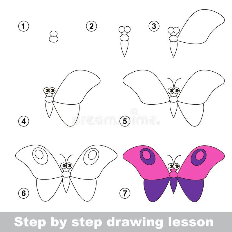 Tutorial del dibujo Cómo dibujar una mariposa ilustración del vector Tutorial del dibujo Cómo dibujar una mariposa ilustración del vector